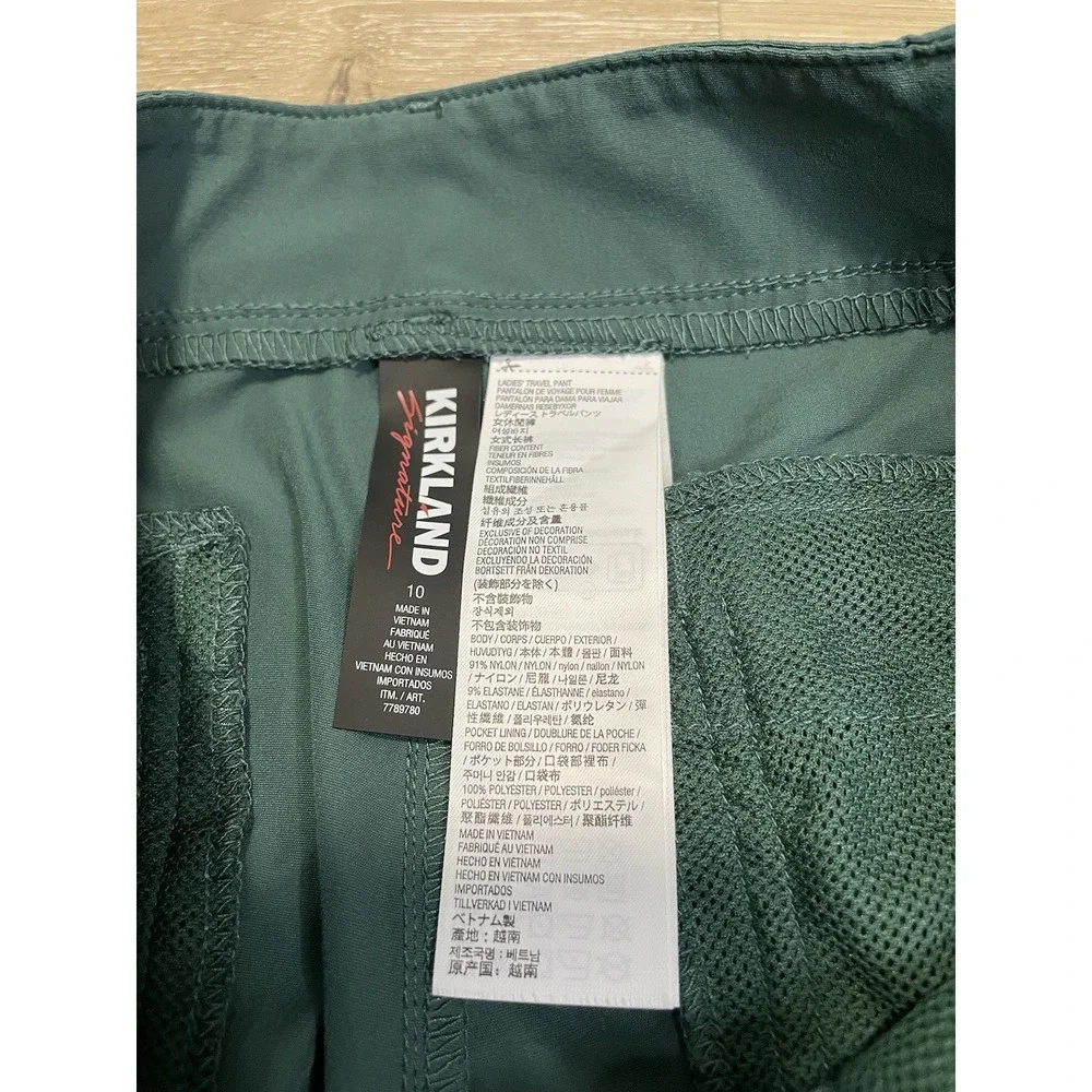 Kirkland Pants Womens 10 Green Travel Outdoor Hiking Fishing Stretch Crop Nylon - Picture 3 of 6